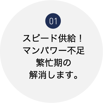 01スピード供給！マンパワー不足繁忙期の解消します。